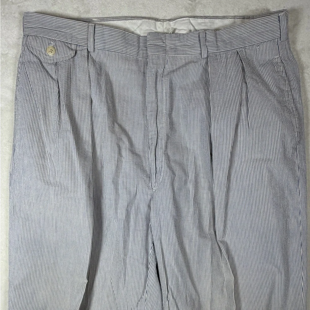 Polo Ralph Lauren 34W 29L Made in USA Cotton Seersucker Men's Gray Dress Pants